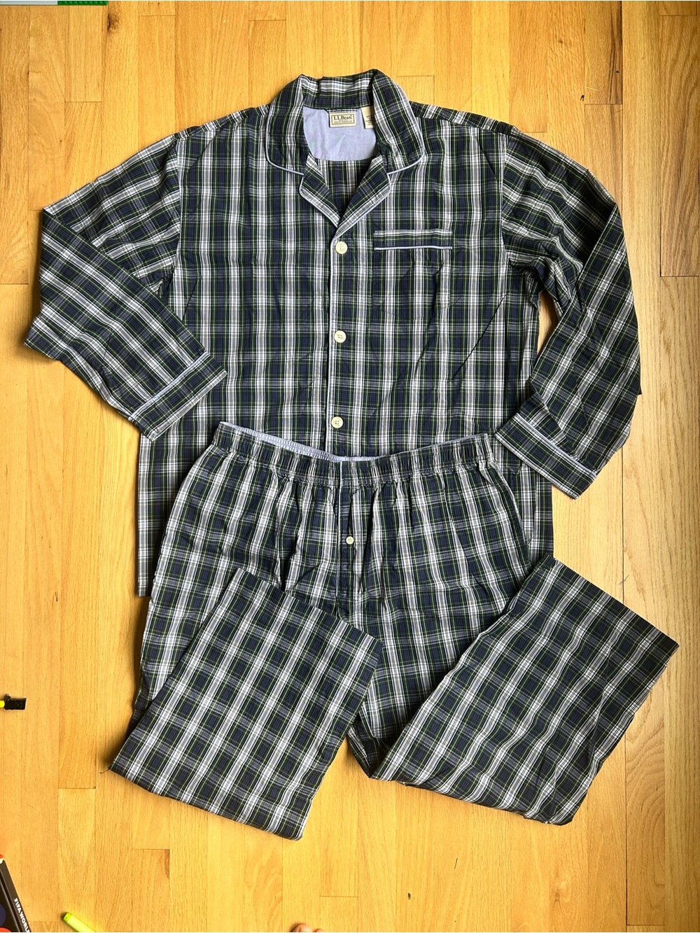 L.L.Bean Classic Men's Scotch Plaid Pajama Set 100% Cotton